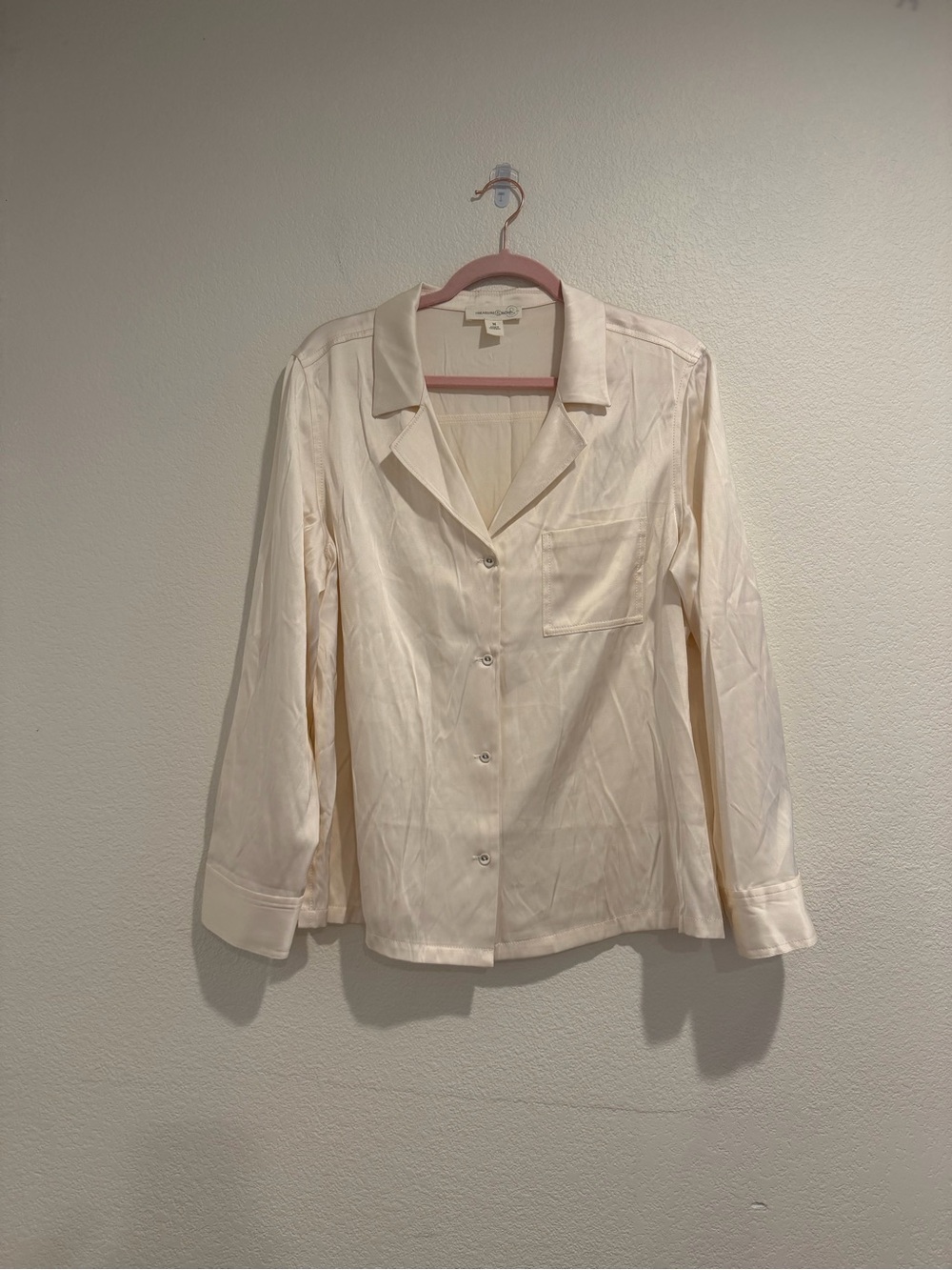 Treasure & Bond - Silk-Blend Cream Button-Up Women's Top - Size M
